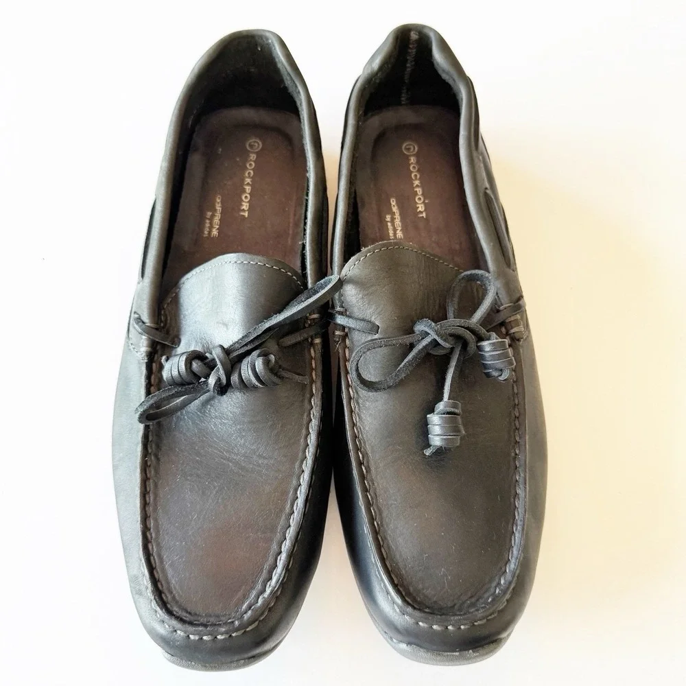 Rockport Men's Black Drivesports Lite One Eye Leather Loafer Size 10 Adiprene